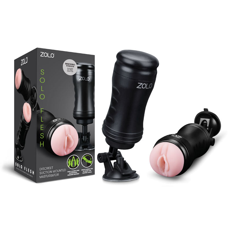 Zolo Solo  -  Vagina Stroker with Suction Base, featuring a discrete design and easy clean silicone interior.