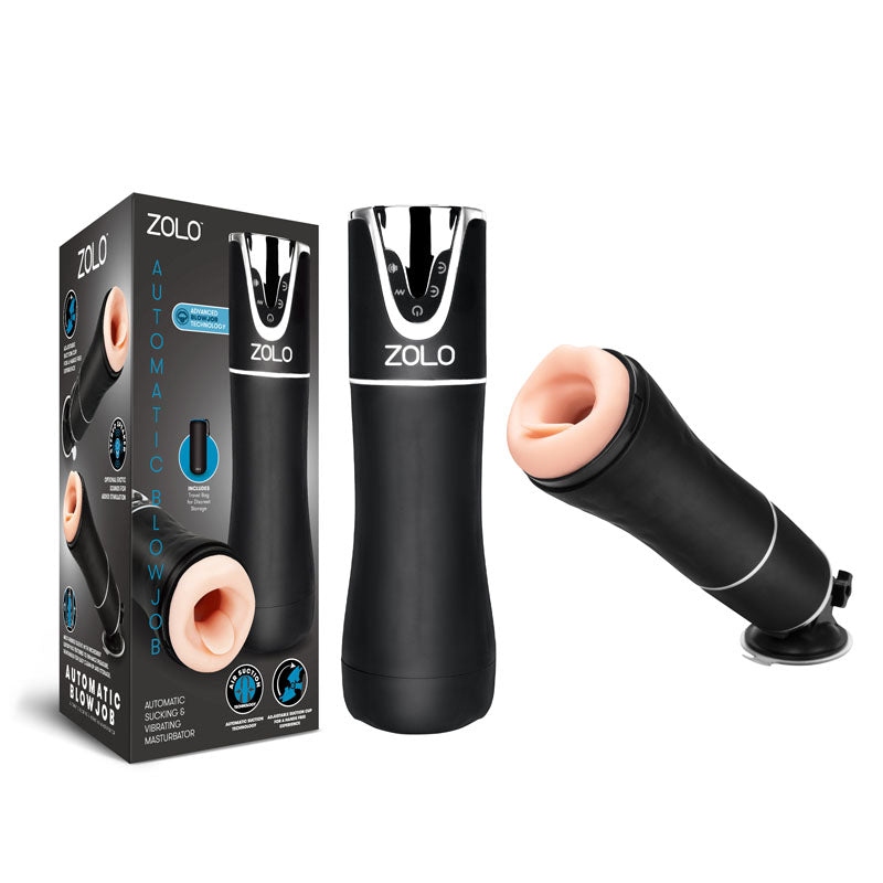 Zolo Automatic Blowjob - USB Rechargeable Auto Masturbator with advanced suction technology and multi-ribbed sleeve.