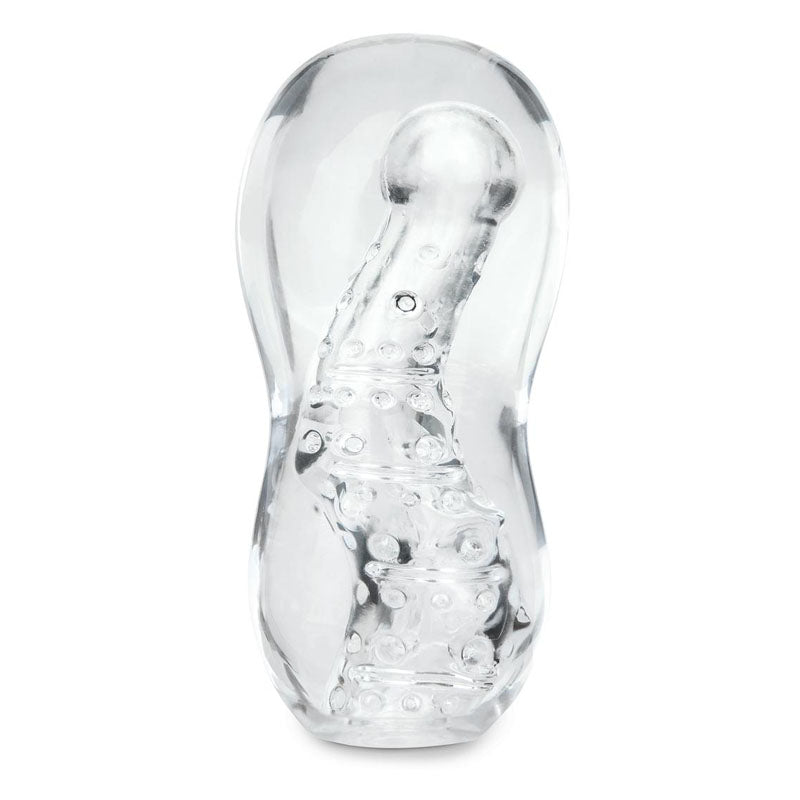 Zolo Gripz - Wavy - Stroker Sleeve, a clear flexible textured sleeve for intense stimulation and ergonomic pleasure.