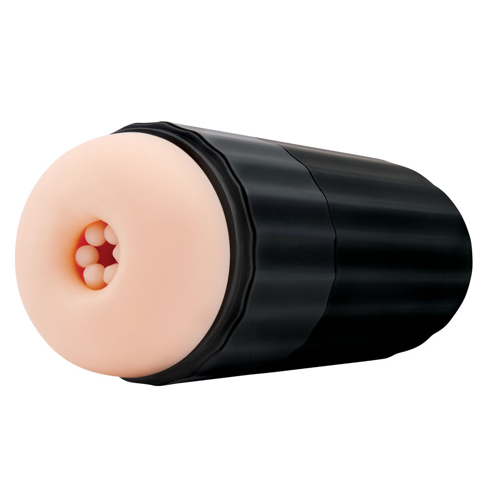 Zolo Jerkmaster - USB Rechargeable Stroking & Sucking Masturbator with ribbed texture for enhanced pleasure.