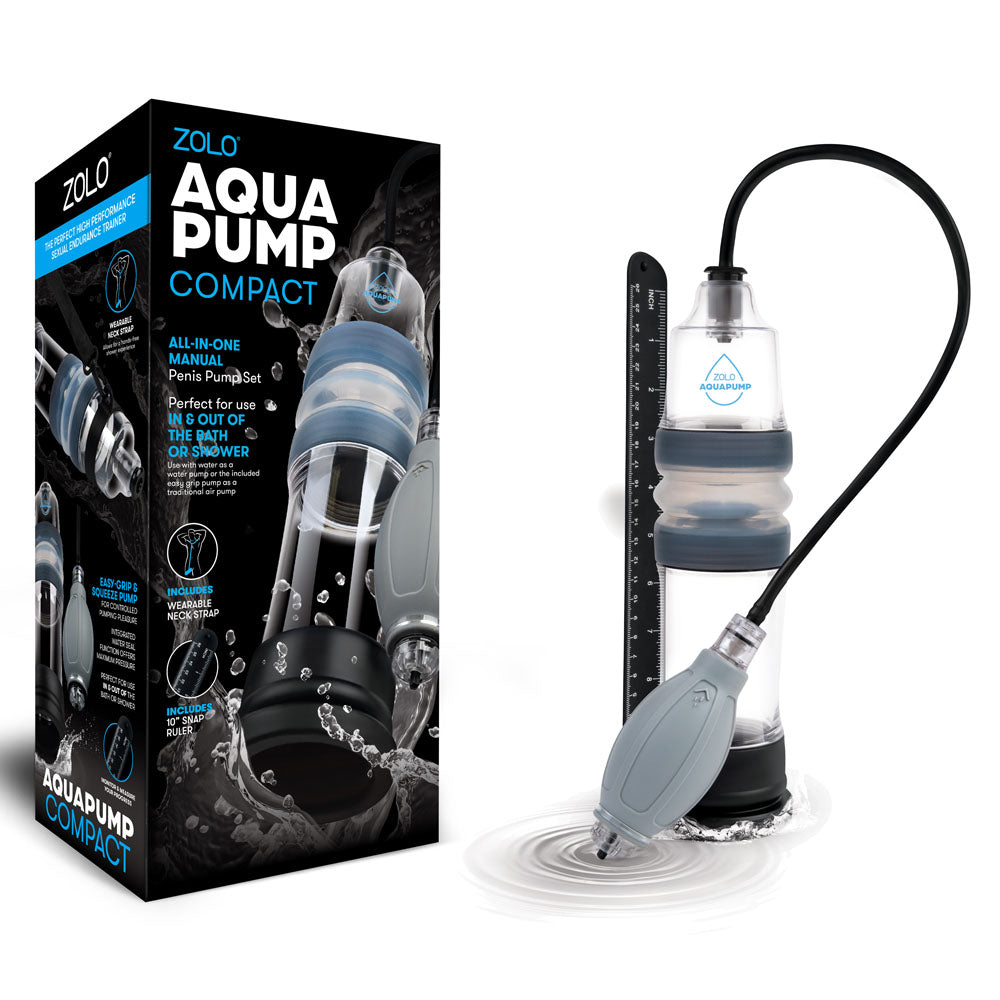 Zolo Aquapump Compact -  Water Penis Pump with manual pump design and pressure control for intimate experiences.