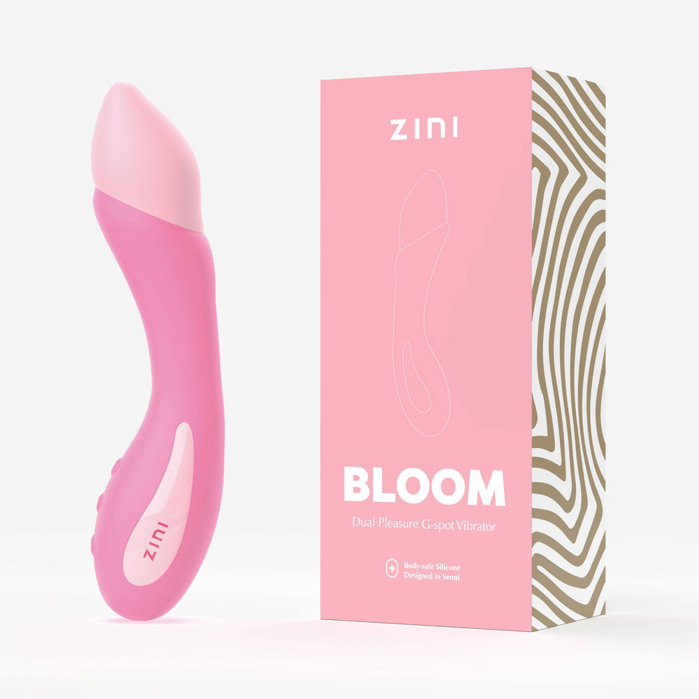 Zini Bloom - Cherry Blossom 18.2 cm USB Rechargeable Vibrator packaging and product image.