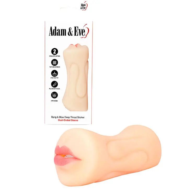 Shop affordable quality Adam & Eve Bang & Blow Deep Throat Stroker - Vagina & Mouth Dual Ended Stroker - Discreet Intimate Essentials - MASTURBATORS - Adam & Eve