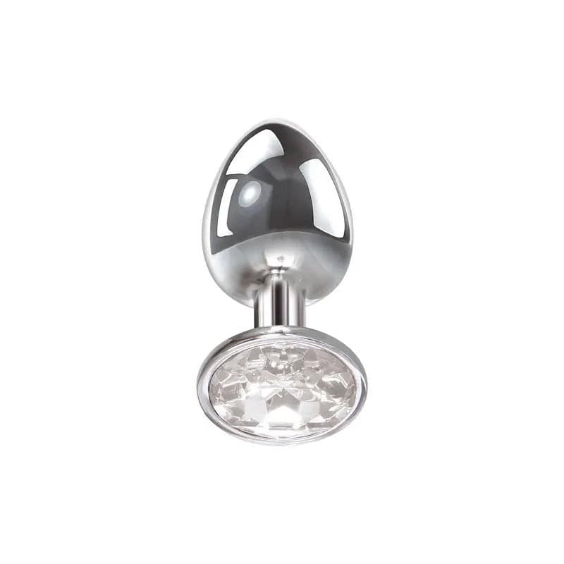 Adam & Eve Clear Gem Anal Plug - Large - Metallic 9.5 cm Large Butt Plug with Clear Gem Base Adam & Eve Discreet Intimate Essentials.