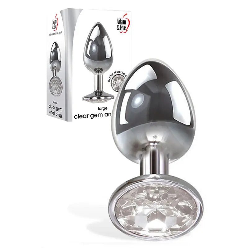 Shop affordable quality Adam & Eve Clear Gem Anal Plug - Large - Metallic 9.5 cm Large Butt Plug with Clear Gem Base - Discreet Intimate Essentials - ANAL TOYS - Adam & Eve