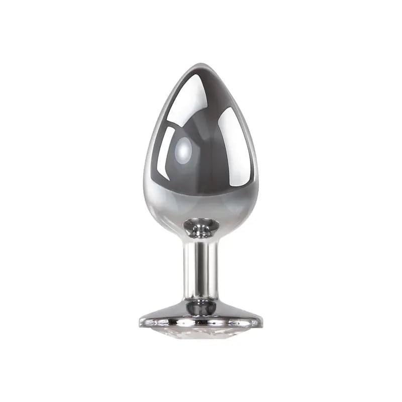 Adam & Eve Clear Gem Anal Plug - Large - Metallic 9.5 cm Large Butt Plug with Clear Gem Base Adam & Eve Discreet Intimate Essentials.