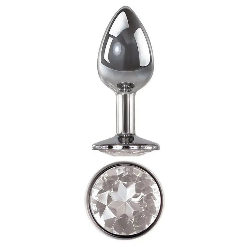 Shop affordable quality Adam & Eve Clear Gem Anal Plug - Medium - Metallic 8.2 cm Medium Butt Plug with Clear Gem Base - Discreet Intimate Essentials - ANAL TOYS - Adam & Eve
