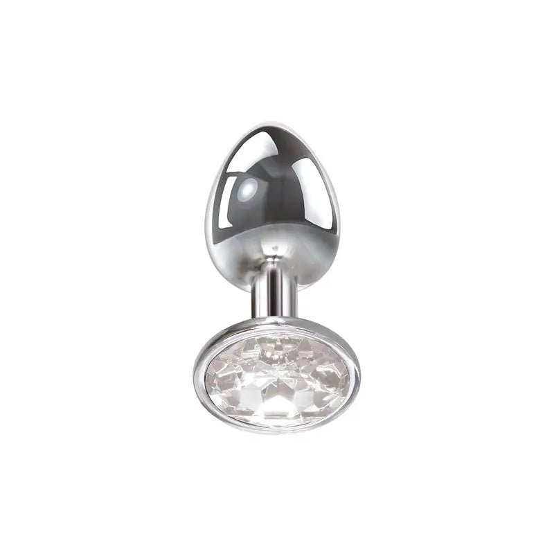 Shop affordable quality Adam & Eve Clear Gem Anal Plug - Small - Metallic 7.1 cm Small Butt Plug with Clear Gem Base - Discreet Intimate Essentials - ANAL TOYS - Adam & Eve