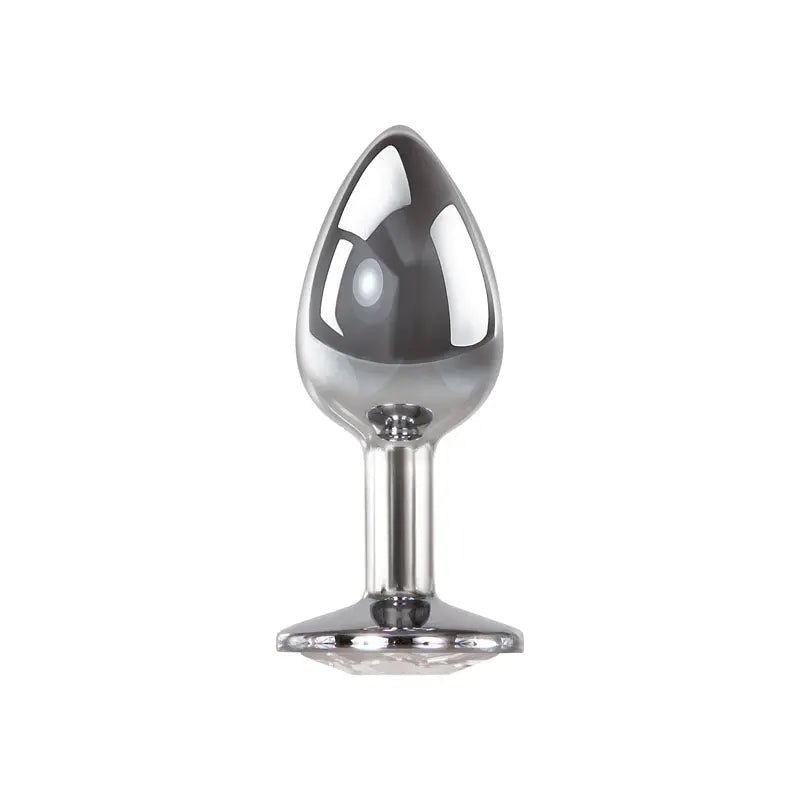 Shop affordable quality Adam & Eve Clear Gem Anal Plug - Small - Metallic 7.1 cm Small Butt Plug with Clear Gem Base - Discreet Intimate Essentials - ANAL TOYS - Adam & Eve
