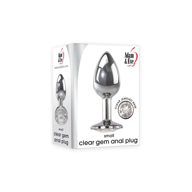 Shop affordable quality Adam & Eve Clear Gem Anal Plug - Small - Metallic 7.1 cm Small Butt Plug with Clear Gem Base - Discreet Intimate Essentials - ANAL TOYS - Adam & Eve