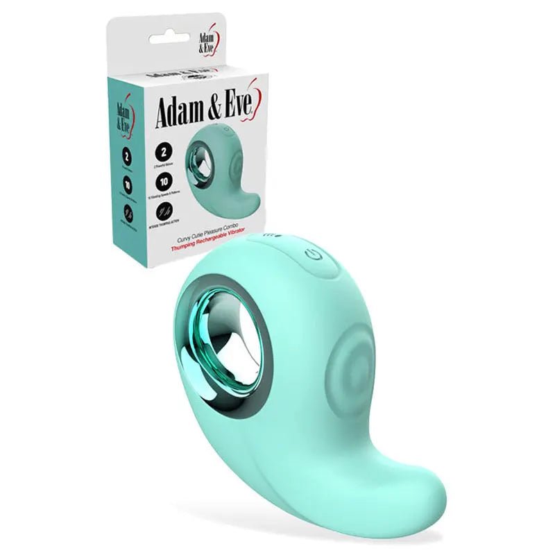 Shop affordable quality Adam & Eve CURVY CUTIE PLEASURE COMBO - Teal USB Rechargeable Tapping Stimulator - Discreet Intimate Essentials - STIMULATORS - Adam & Eve