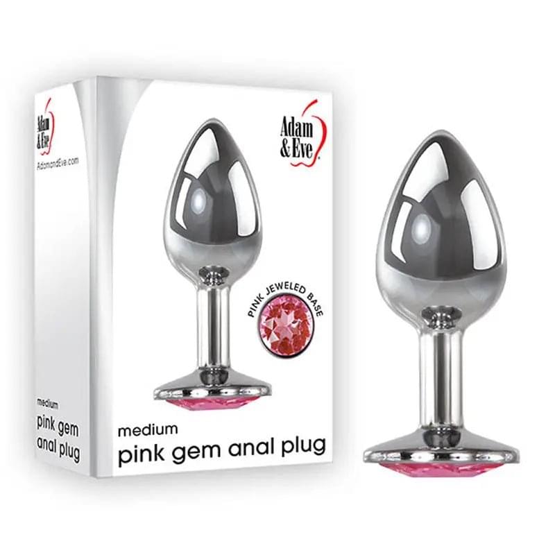 Adam & Eve  Gem Anal Plug - Medium - Silver Medium 8.2 cm Metal Butt Plug with  Gem Adam & Eve Discreet Intimate Essentials.