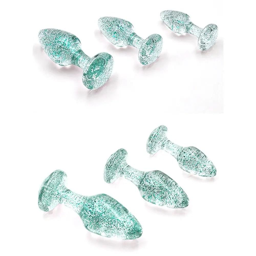 Adam & Eve Glitter Gem 3-Piece Butt Plug Set -  - Glitter  Butt Plugs - Set of 3 Sizes Adam & Eve Discreet Intimate Essentials.