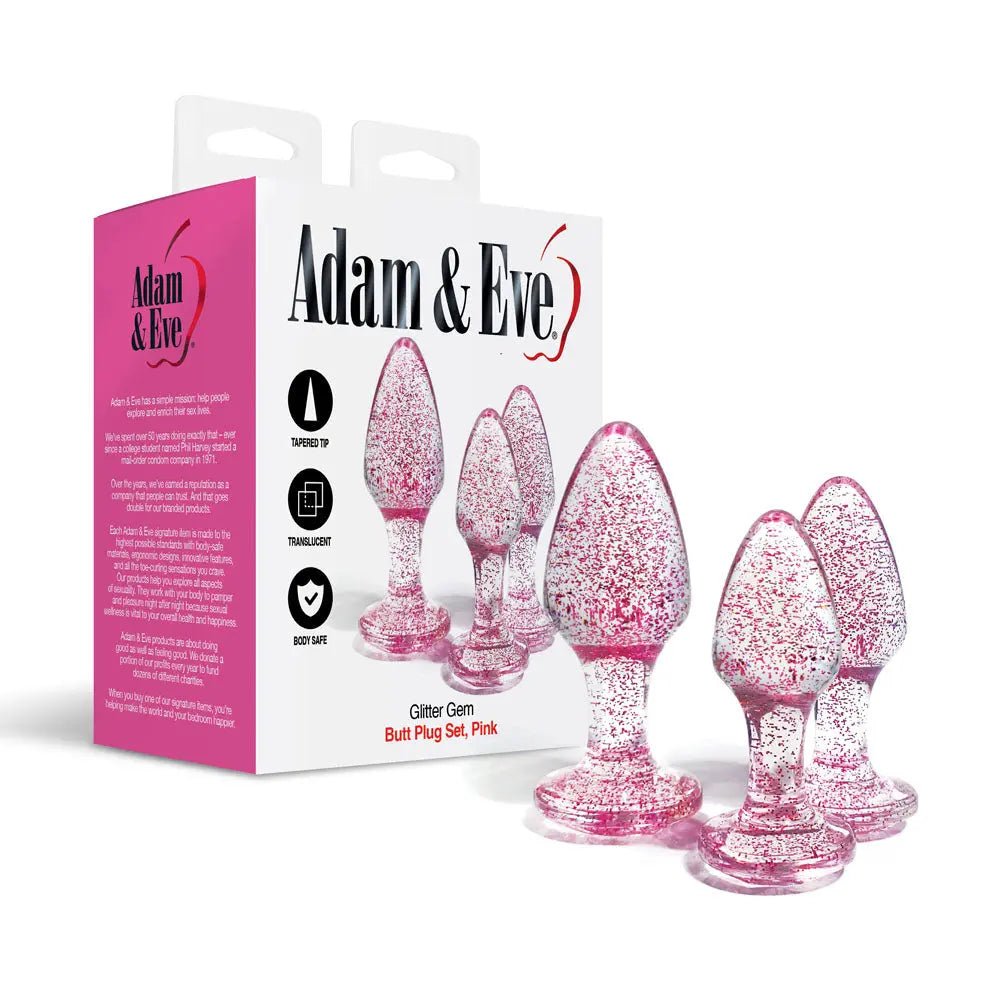 Shop affordable quality Adam & Eve Glitter Gem 3-Piece Butt Plug Set - Glitter Butt Plugs - Set of 3 Sizes - Discreet Intimate Essentials - ANAL TOYS - Adam & Eve