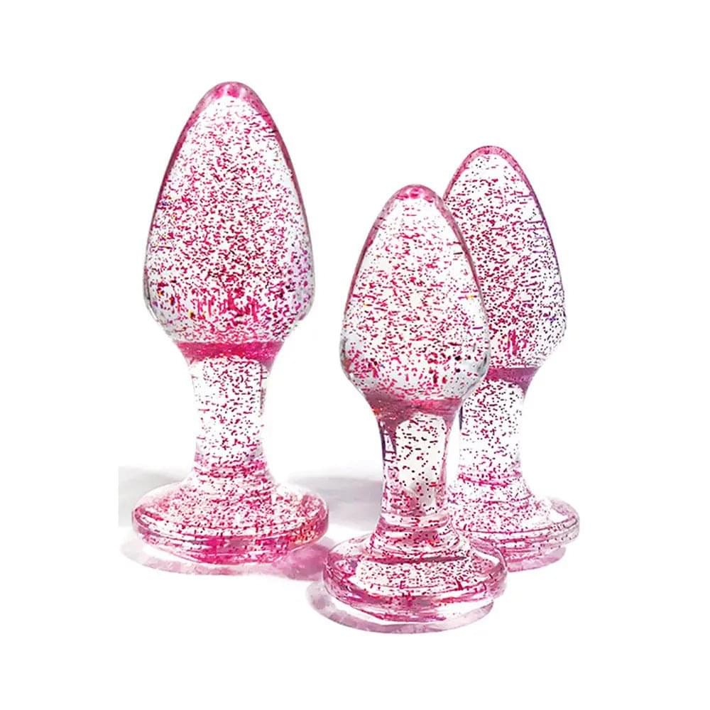 Adam & Eve Glitter Gem 3-Piece Butt Plug Set -  - Glitter  Butt Plugs - Set of 3 Sizes Adam & Eve Discreet Intimate Essentials.