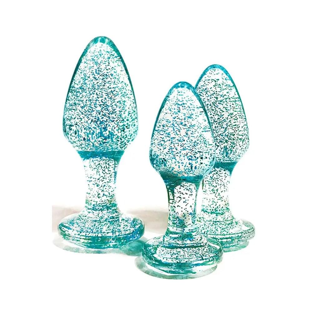 Adam & Eve Glitter Gem 3-Piece Butt Plug Set -  - Glitter  Butt Plugs - Set of 3 Sizes Adam & Eve Discreet Intimate Essentials.