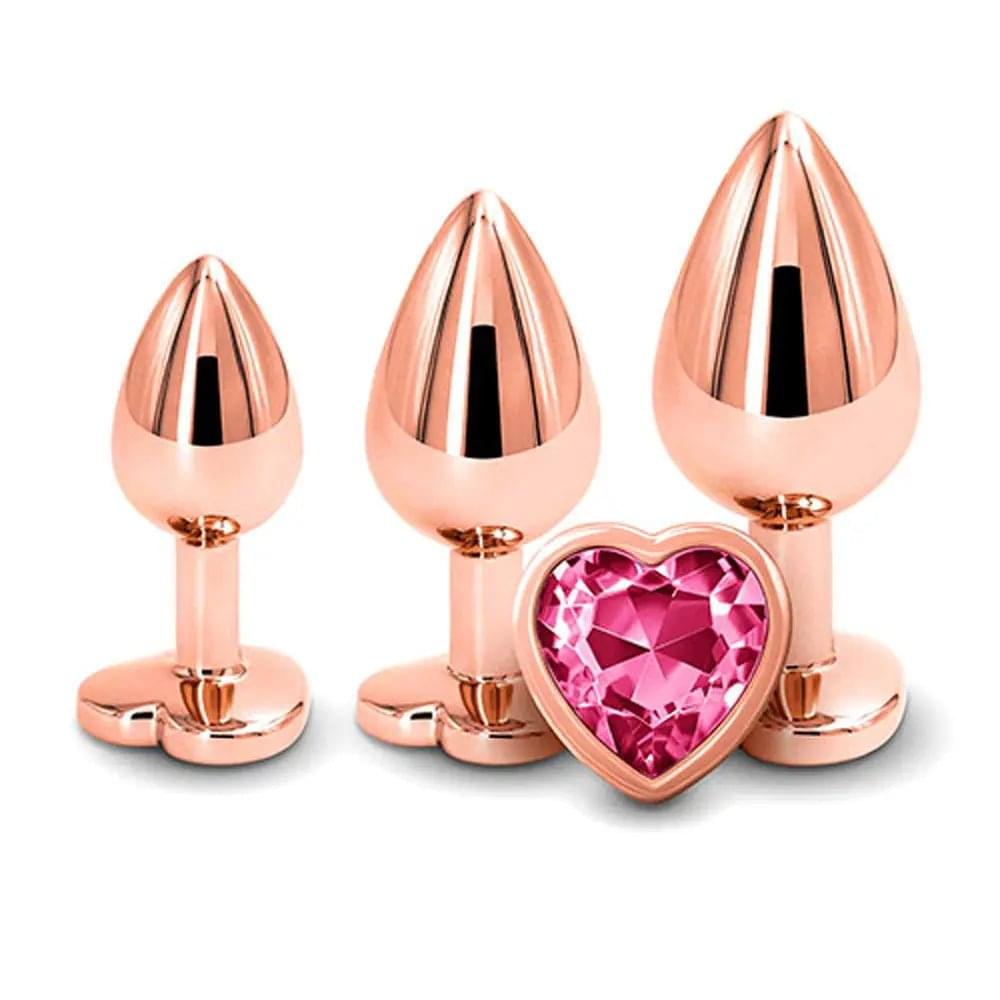 Adam & Eve  HEART GEM ANAL TRAINING SET -  Metal Anal Plugs with Pink Gem Bases - Set of 3 Sizes Adam & Eve Discreet Intimate Essentials.