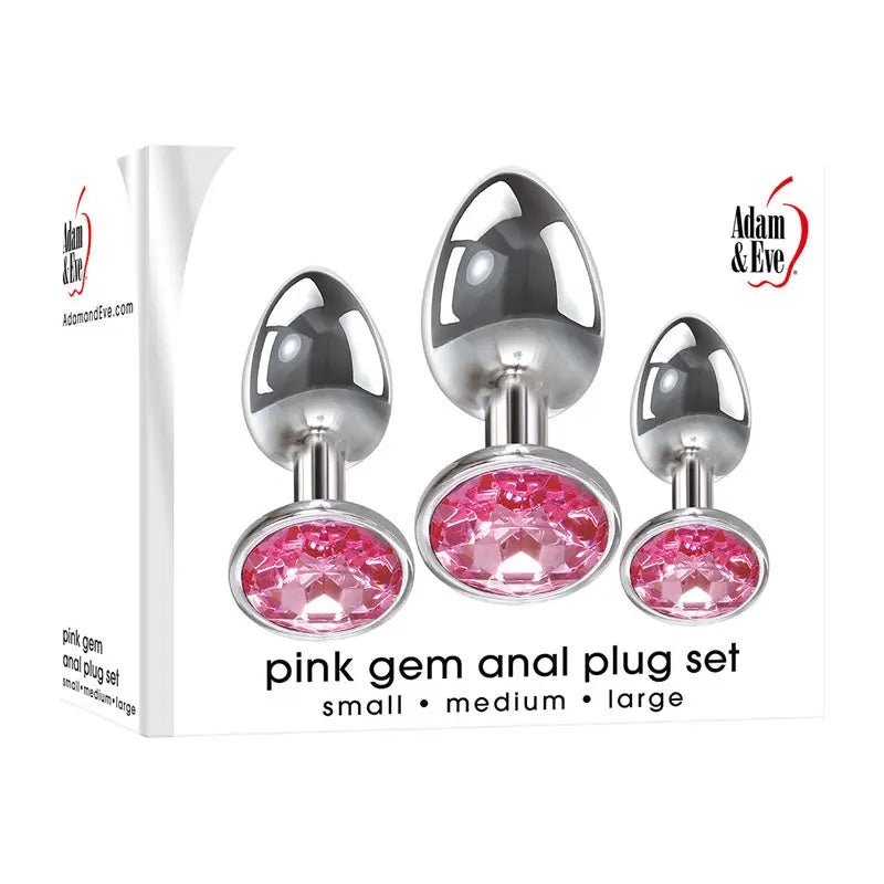 Shop affordable quality Adam & Eve Pink Gem Anal Plug Set - Metallic Butt Plugs with Gems - Set of 3 Sizes - Discreet Intimate Essentials - ANAL TOYS - Adam & Eve