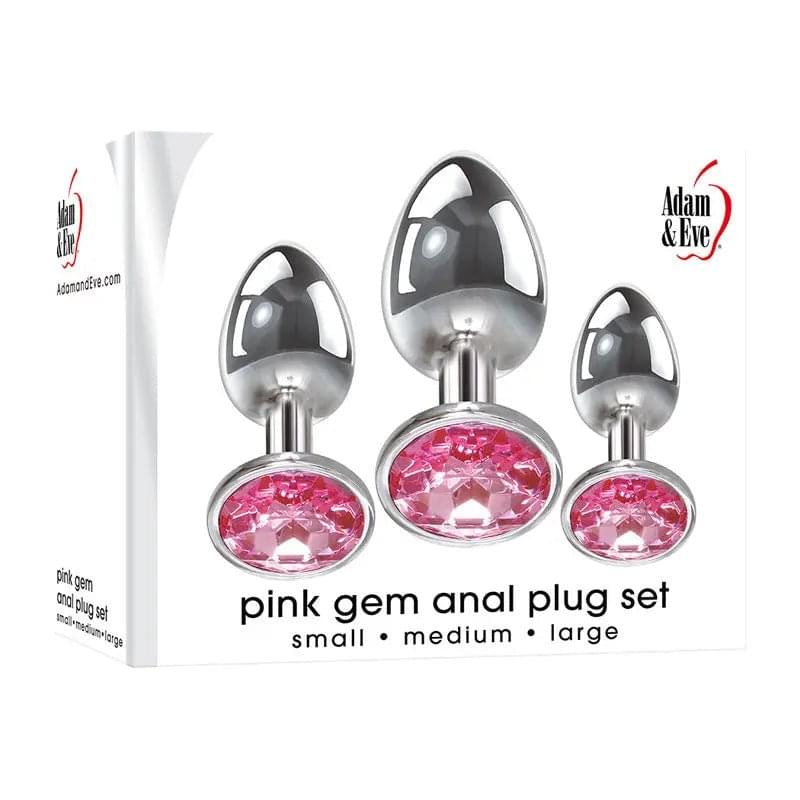 Adam & Eve Pink Gem Anal Plug Set - Metallic Butt Plugs with Gems - Set of 3 Sizes Adam & Eve Discreet Intimate Essentials.