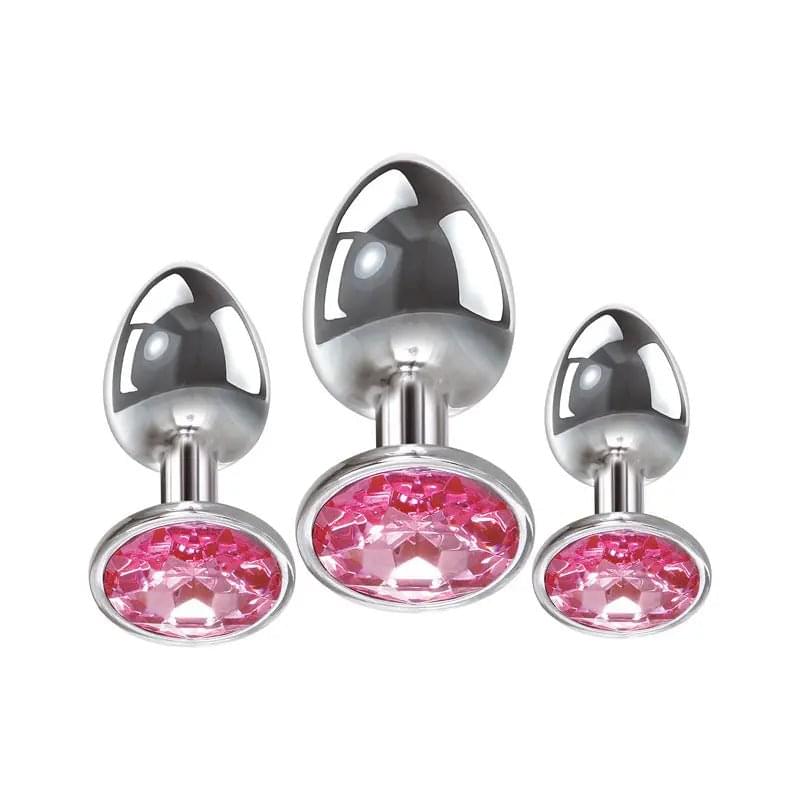 Adam & Eve Pink Gem Anal Plug Set - Metallic Butt Plugs with Gems - Set of 3 Sizes Adam & Eve Discreet Intimate Essentials.
