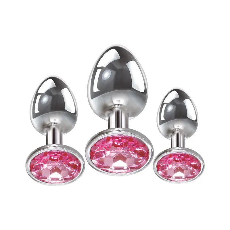 Shop affordable quality Adam & Eve Pink Gem Anal Plug Set - Metallic Butt Plugs with Gems - Set of 3 Sizes - Discreet Intimate Essentials - ANAL TOYS - Adam & Eve