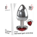 Adam & Eve Red Heart Gen Anal Plug - Small - Metallic 7.1 cm Butt Plug with Heart Gem Base Adam & Eve Discreet Intimate Essentials.