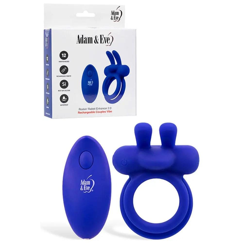 Adam & Eve ROCKIN RABBIT 2.0 -  USB Rechargeable Vibrating Cock Ring with Wireless Remote Adam & Eve Discreet Intimate Essentials.