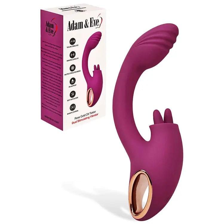 Adam & Eve ROSE GOLD CLIT TICKLER -  22 cm USB Rechargeable Rabbit Vibrator Adam & Eve Discreet Intimate Essentials.