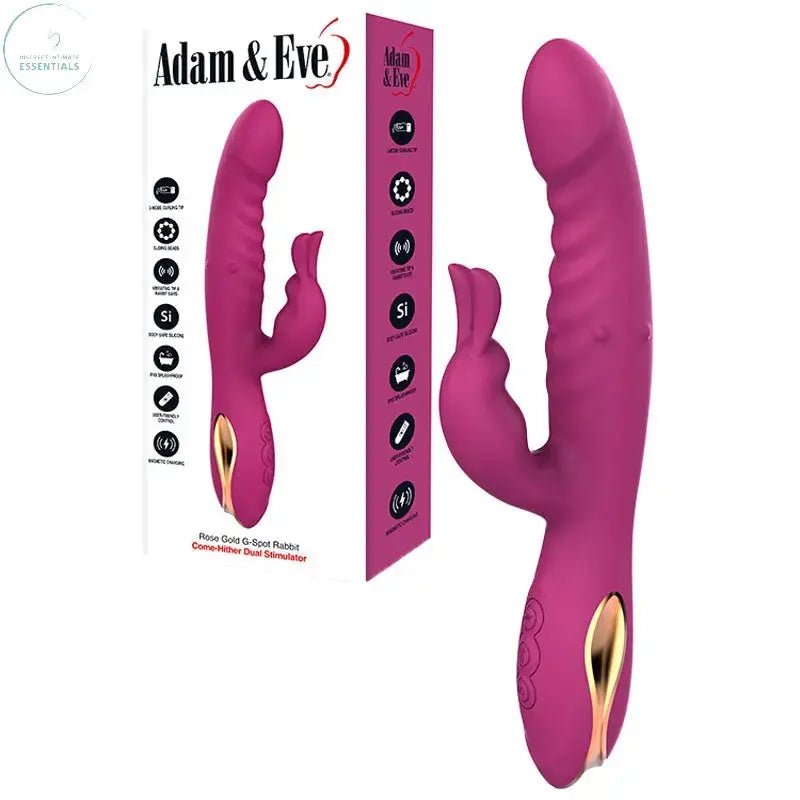 Shop affordable quality Adam & Eve ROSE GOLD G-SPOT RABBIT - 22.5 cm USB Rechargeable Rabbit Vibrator with Flicking Tip - Discreet Intimate Essentials - VIBRATORS - Adam & Eve