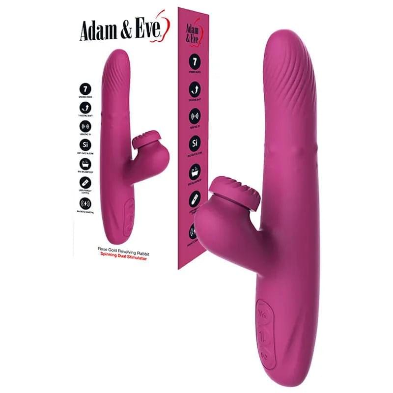 Adam & Eve ROSE GOLD REVOLVING RABBIT -  22.5 cm USB Rechargeable Spinning & Thrusting Rabbit Vibrator Adam & Eve Discreet Intimate Essentials.