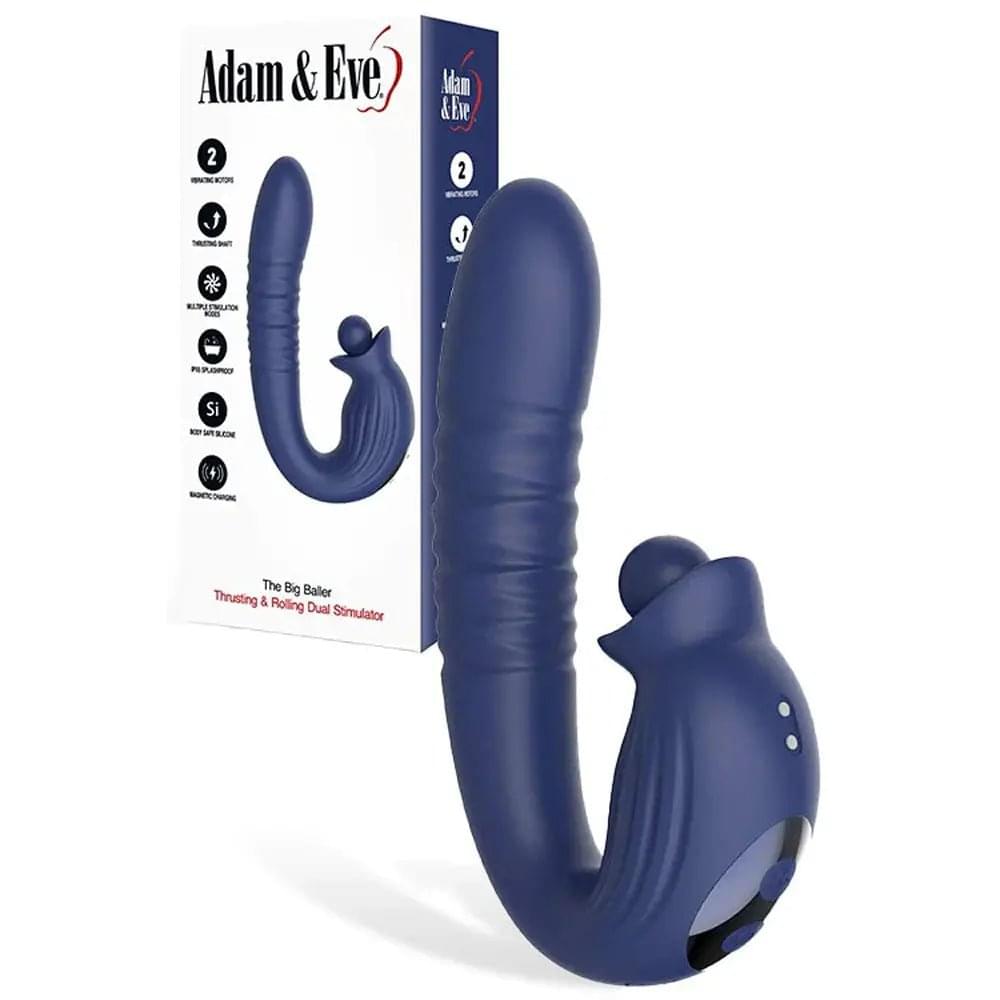 Adam & Eve THE BIG BALLER - Navy  18.8 cm USB Rechargeable Thrusting Rabbit Vibrator Adam & Eve Discreet Intimate Essentials.