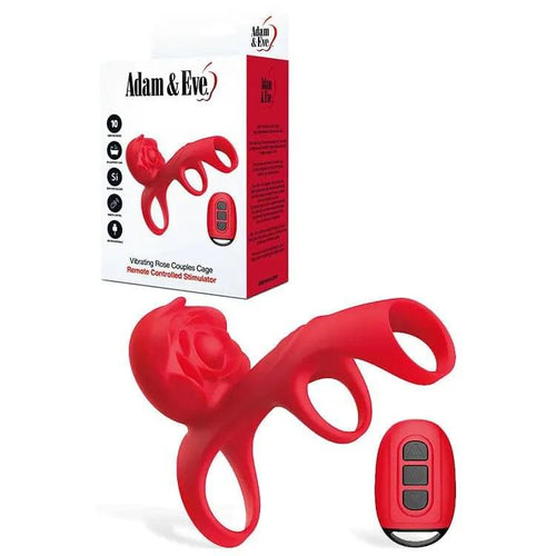 Adam & Eve VIBRATING ROSE COUPLES CAGE -  USB Rechargeable Vibrating Penis Cage with Wireless Remote Adam & Eve Discreet Intimate Essentials.