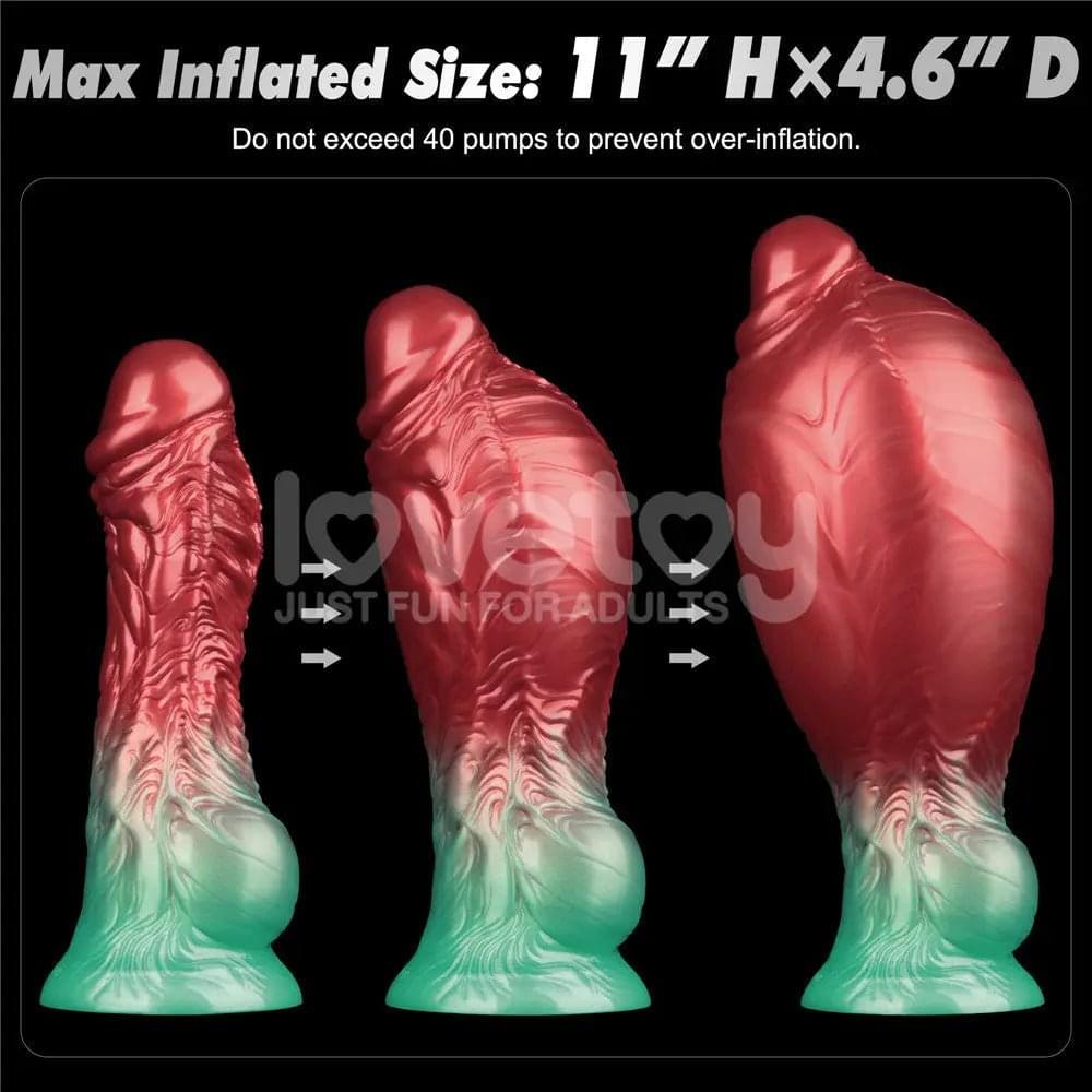 Aerosx 8 Inch Dual Density Inflatable Dildo - Red/Green 28 cm Inflatable Fantasy Dildo Lovetoy Discreet Intimate Essentials.
