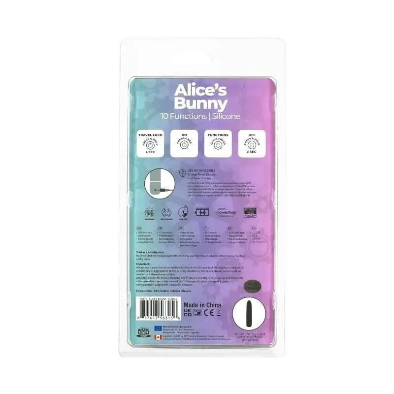 Alices Bunny Rechargeable Bullet w Rabbit Sleeve Purple PowerBullet Discreet Intimate Essentials.