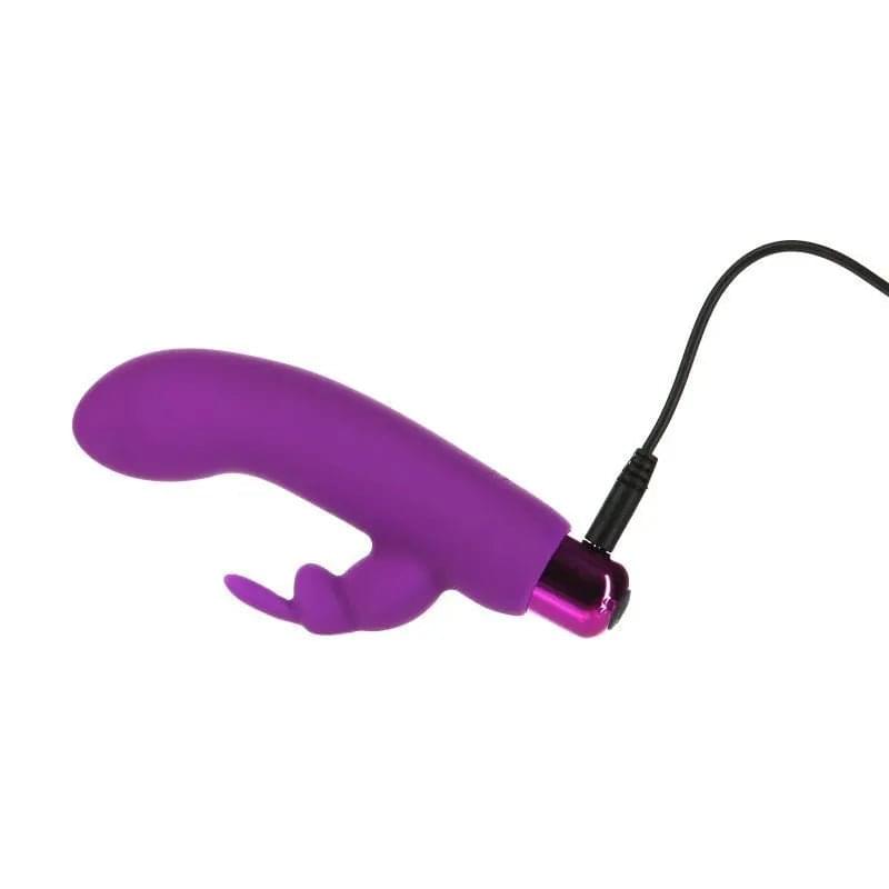 Alices Bunny Rechargeable Bullet w Rabbit Sleeve Purple PowerBullet Discreet Intimate Essentials.
