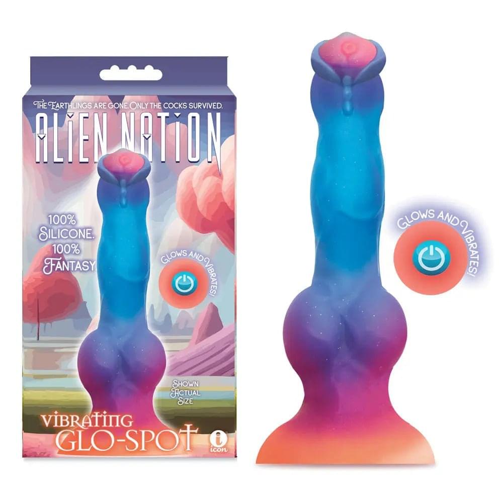 Alien Nation - Glo-Spot - Glow In Dark  21.6 cm USB Rechargeable Vibrating Fantasy Dong Icon Brands Discreet Intimate Essentials.