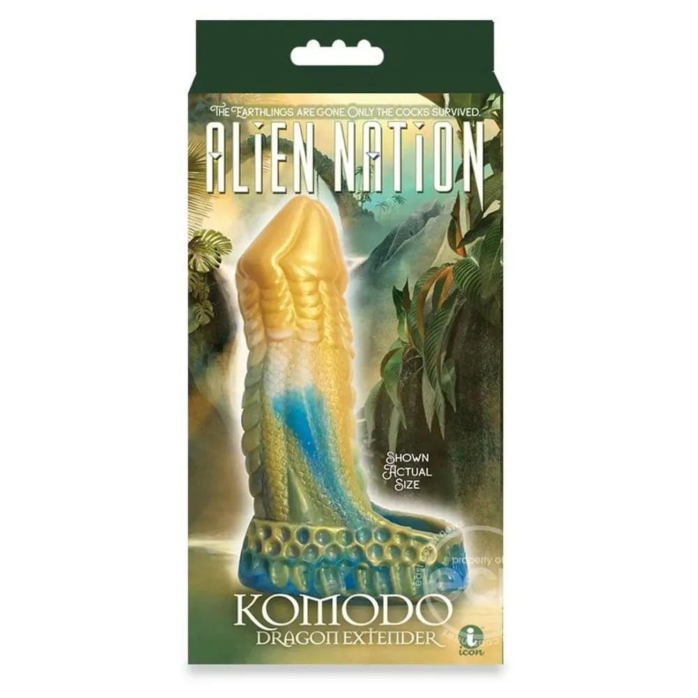 Alien Nation - Komodo - Blue/Gold 16.5 cm Penis Extender Fantasy Sleeve Icon Brands Discreet Intimate Essentials.