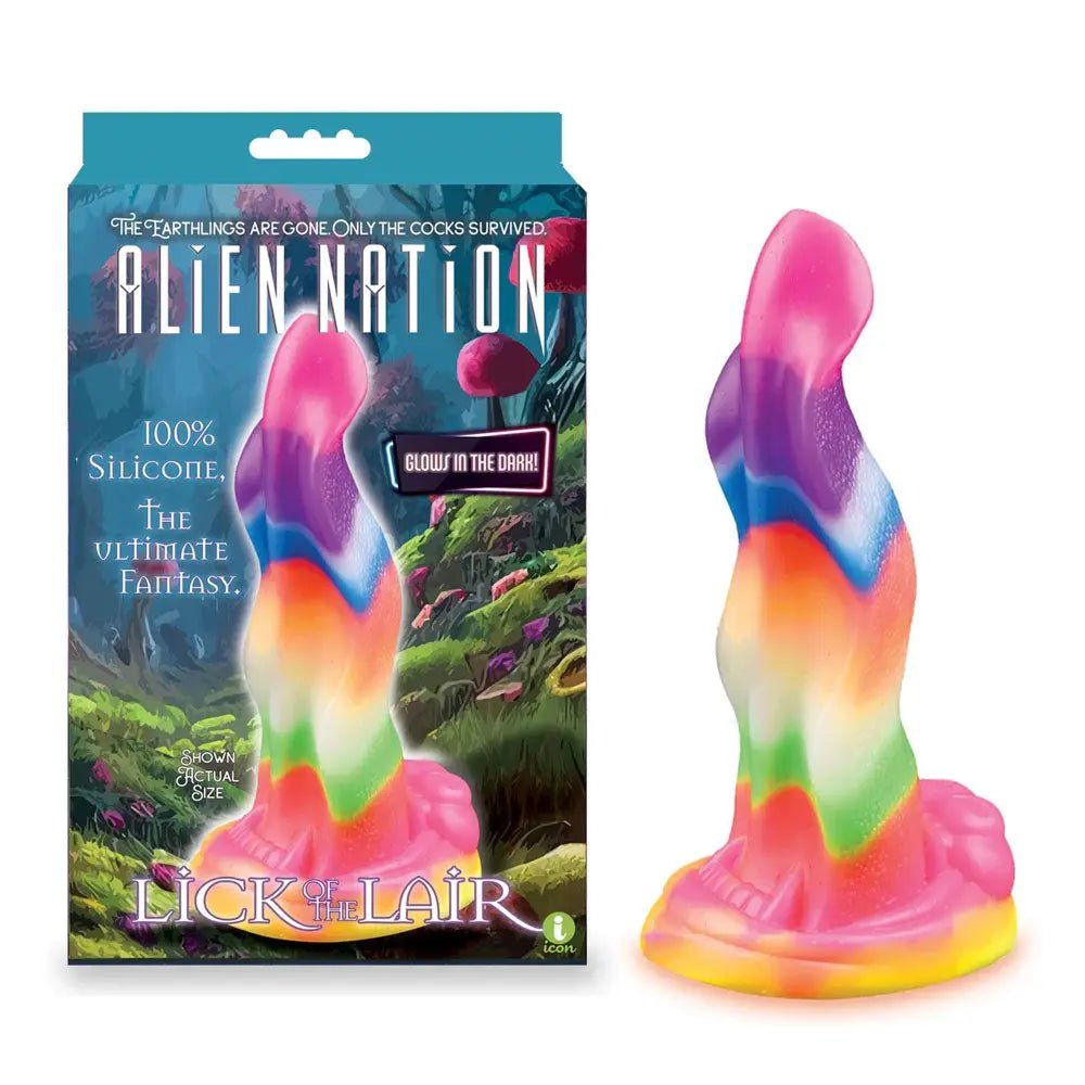 Shop affordable quality Alien Nation - Lick Of The Lair - Glow in Dark Rainbow 17.8 cm Fantasy Dong - Discreet Intimate Essentials - DONGS - Icon Brands