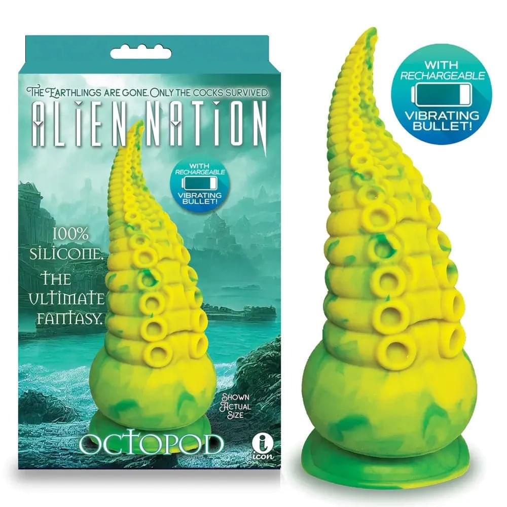 Alien Nation - Octopod - Yellow/Green 22.9 cm USB Rechargeable Vibrating Fantasy Dong Icon Brands Discreet Intimate Essentials.
