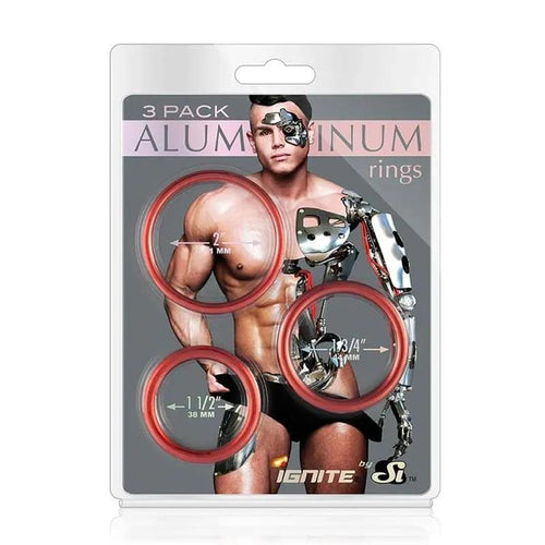 Aluminium Cock Ring 3 Pc 38cm, 44cm, 51cm Si Novelties Discreet Intimate Essentials.