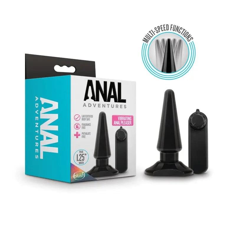 Anal Adventures Basic Vibrating Anal Pleaser -  10.1 cm Vibrating Butt Plug Blush Novelties Discreet Intimate Essentials.