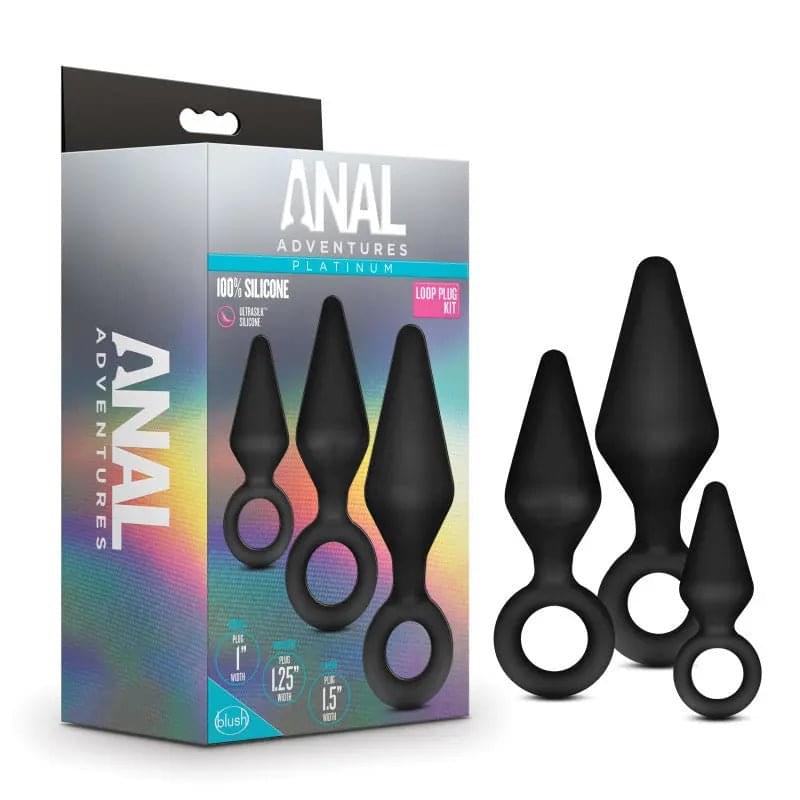Anal Adventures Platinum Loop Plug Kit -  Butt Plugs - Set of 3 Sizes Blush Novelties Discreet Intimate Essentials.