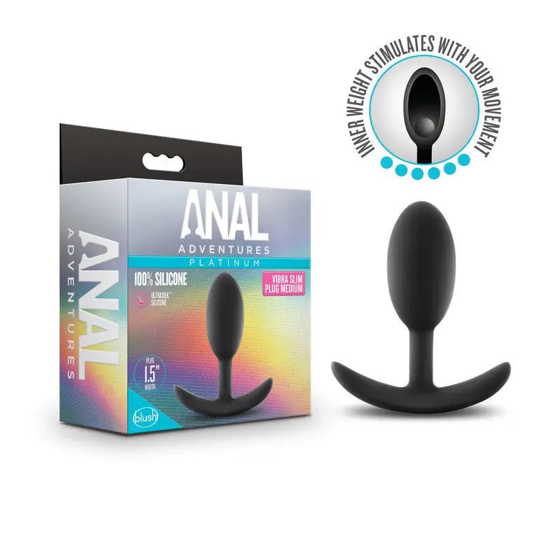 Shop affordable quality Anal Adventures Platinum Vibra Slim Plug - 10.1 cm Butt Plug with Internal Ball - Discreet Intimate Essentials - ANAL TOYS - Blush Novelties