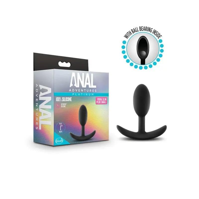 Anal Adventures Platinum Vibra Slim Plug -  8.9 cm Small Butt Plug with Internal Ball Blush Novelties Discreet Intimate Essentials.