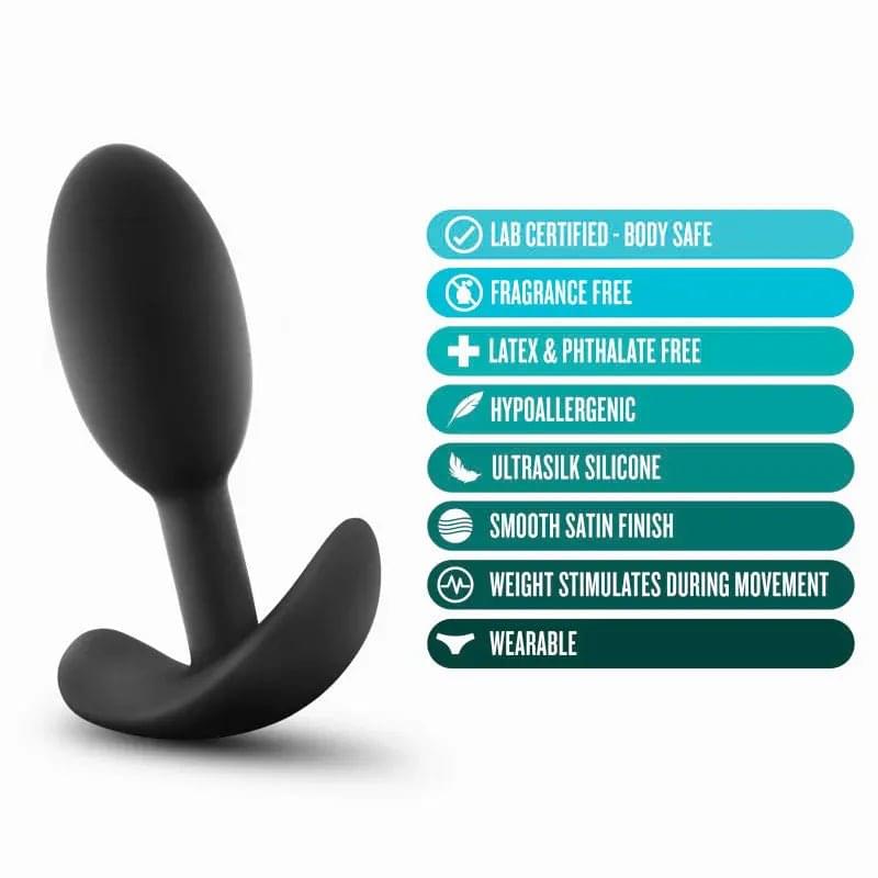 Anal Adventures Platinum Vibra Slim Plug -  8.9 cm Small Butt Plug with Internal Ball Blush Novelties Discreet Intimate Essentials.