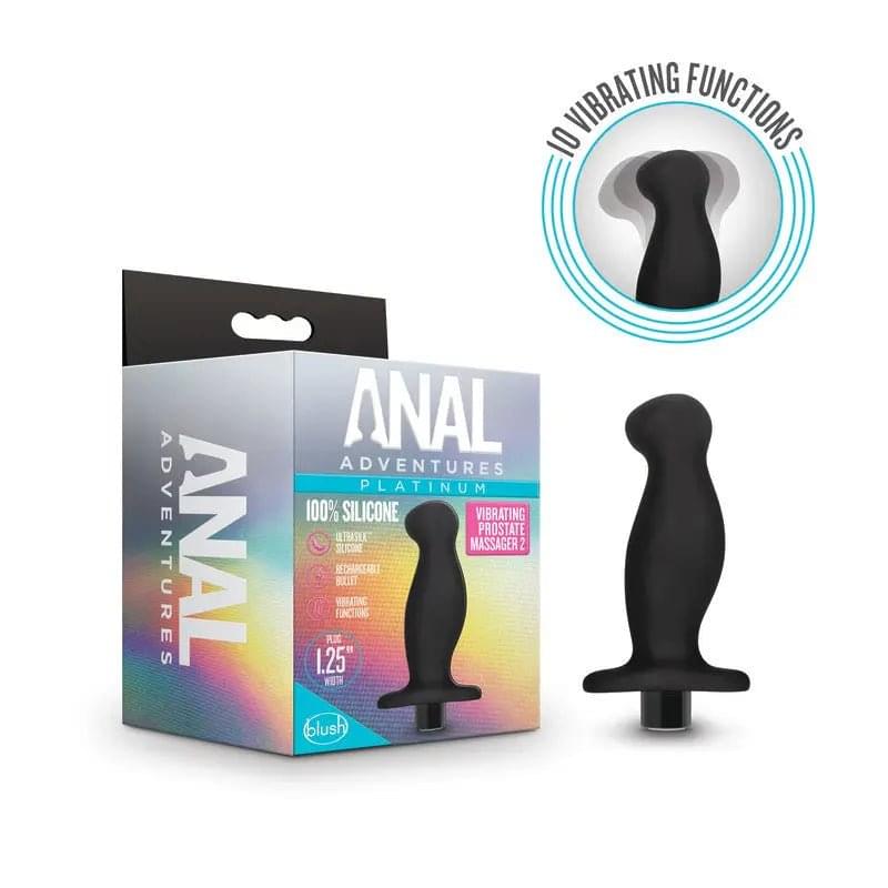 Anal Adventures Platinum Vibrating Prostate Massager 02 -  10.8 cm USB Rechargeable Prostate Massager Blush Novelties Discreet Intimate Essentials.
