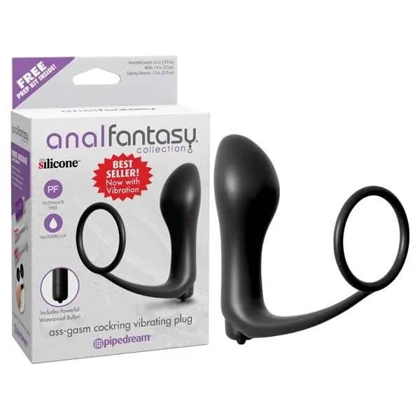Anal Fantasy Collection Ass-gasm Cockring Plug -  Vibrating Butt Plug with Cock Ring Pipedream Discreet Intimate Essentials.