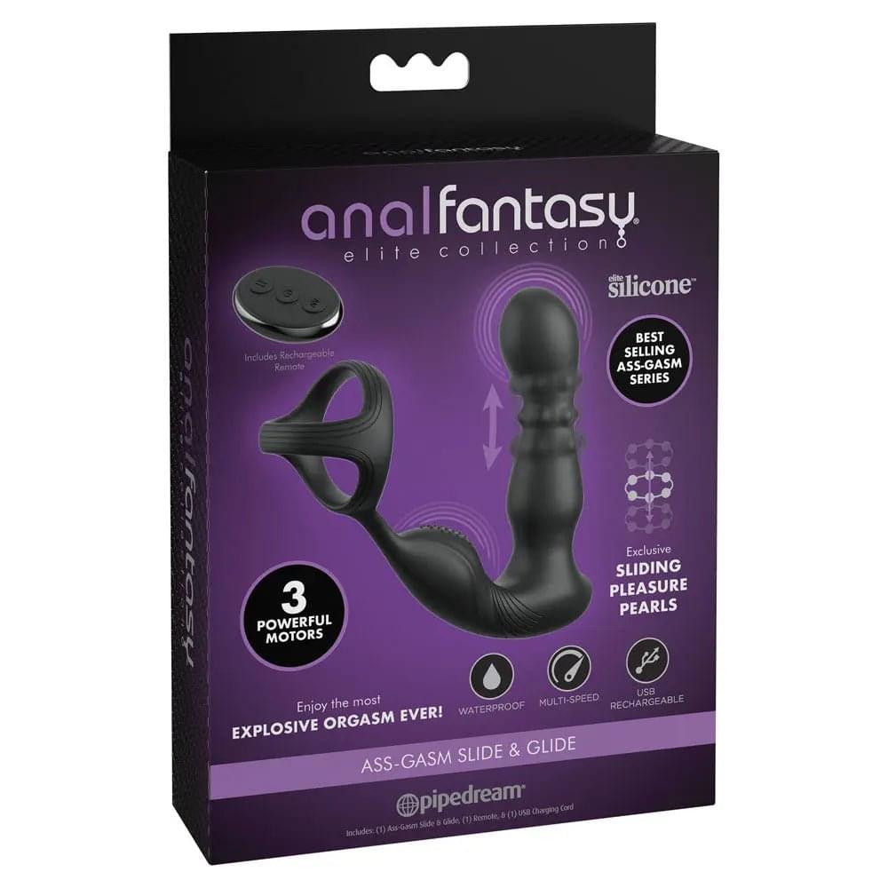 Anal Fantasy Elite Ass-Gasm Slide & Glide -  USB Rechargeable Prostate Massage with Cock Ring Pipedream Discreet Intimate Essentials.