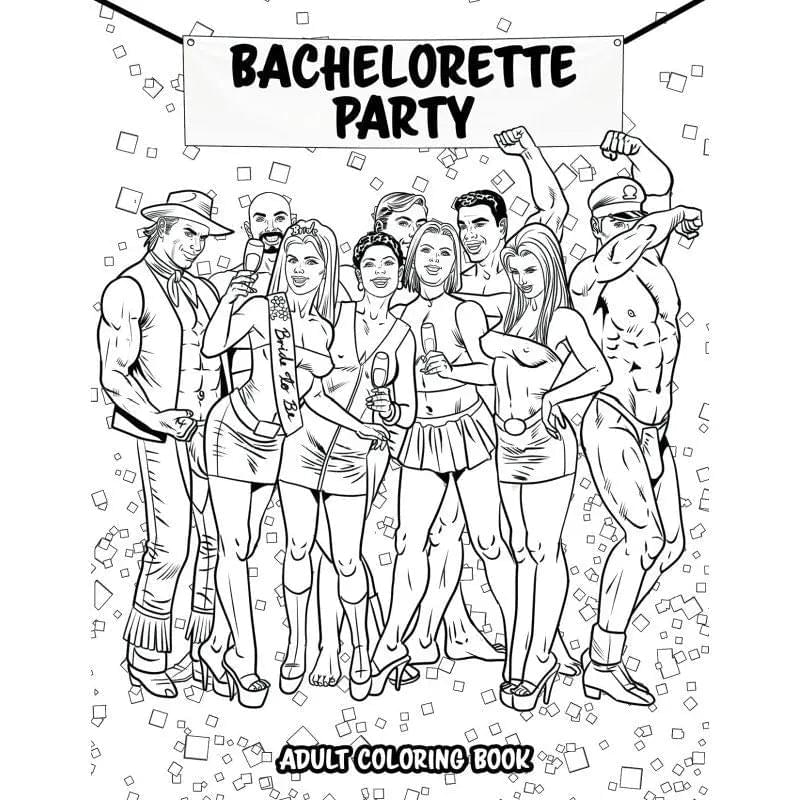 Bachelorette Party Colouring Book Wood Rocket Discreet Intimate Essentials.