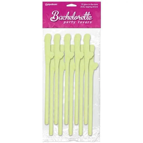 Bachelorette Party Favors - Dicky Sipping Straws - Glow in the Dark Straws - Set of 10 Pipedream Discreet Intimate Essentials.